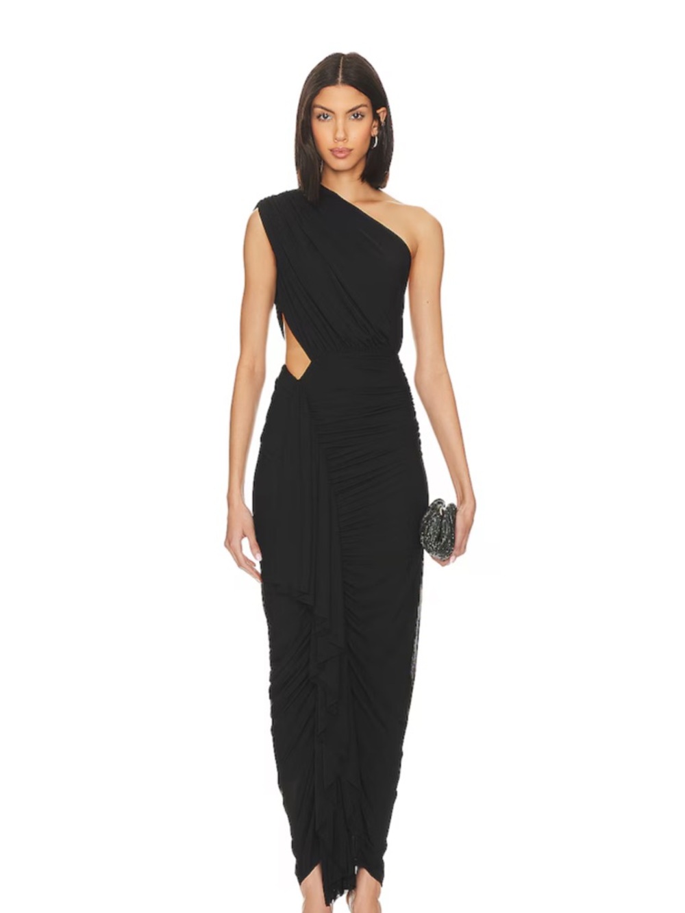 superdown Juliet Midi Dress in Black XXS One-Shoulder Cut-Out Revolve Evening